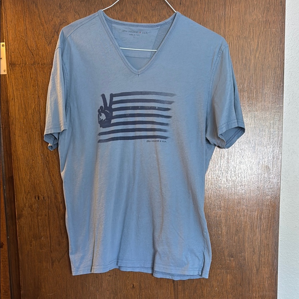 John Varvatos Light Blue USA V-Neck Tee